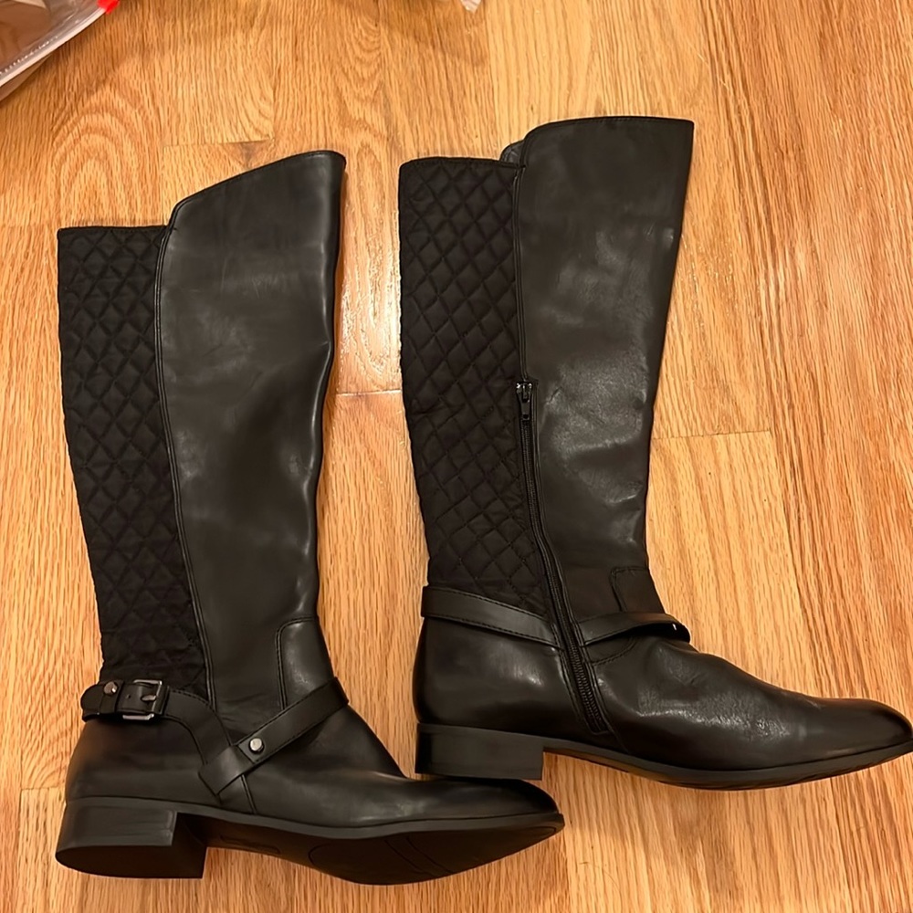 Anne Klein Black Quilted Riding Boots